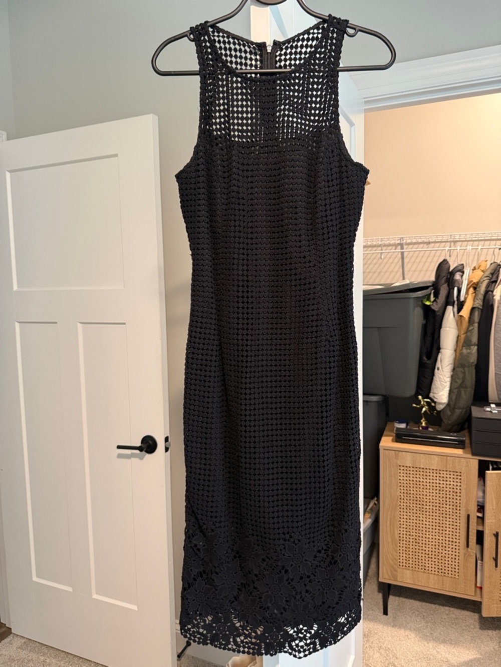 White House Black Market Black Crochet Midi Dress